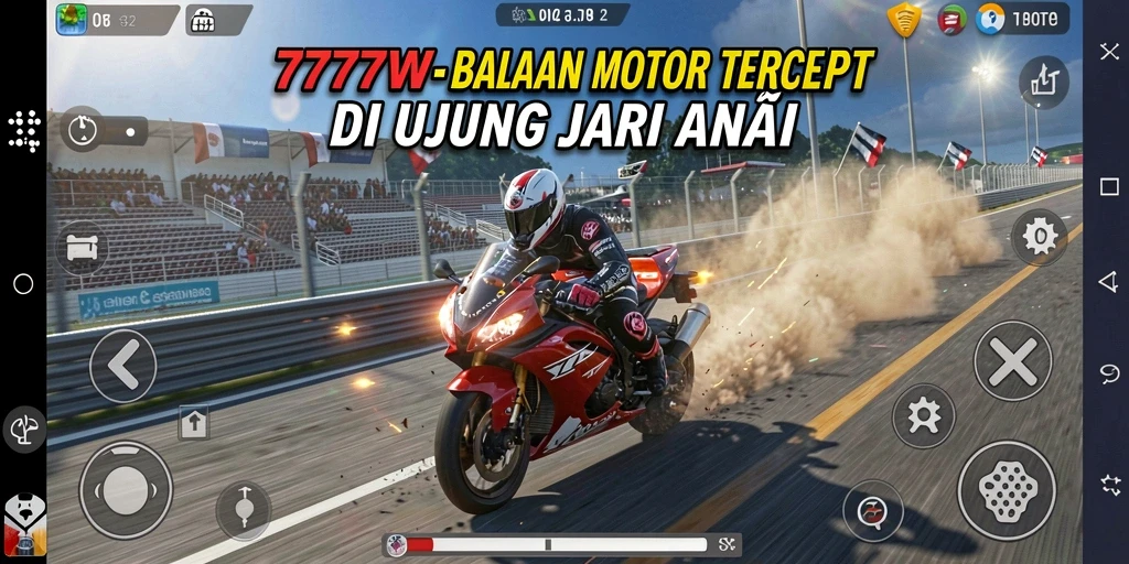 Gameplay menegangkan dalam balapan motor 7777W.