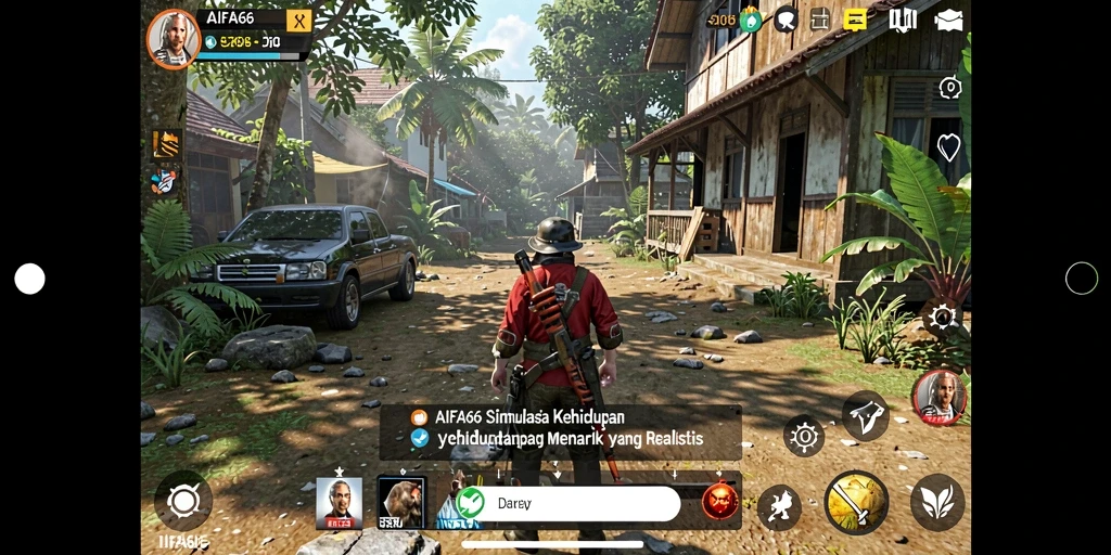 Tampilan gameplay AIFA66 yang menampilkan interaksi karakter dalam simulasi kehidupan.