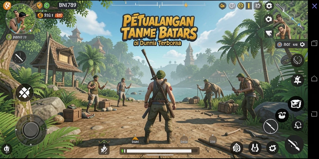 Screenshot gameplay BNI789 yang menunjukkan eksplorasi dunia terbuka.