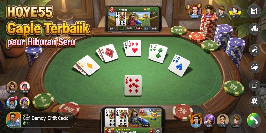 Tampilan gameplay seru Gaple di HOYE55 dengan grafis menarik.