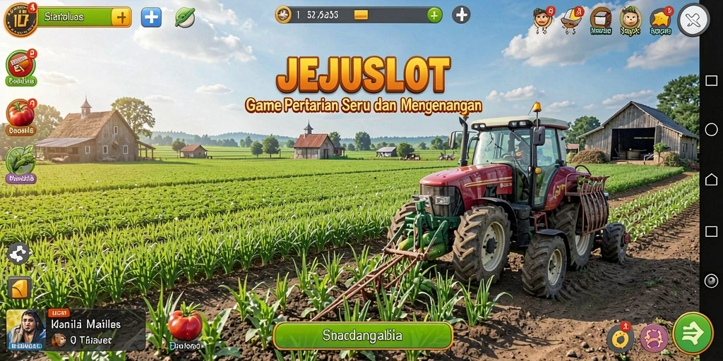 Screenshot gameplay JEJUSLOT dengan suasana pertanian yang cerah.