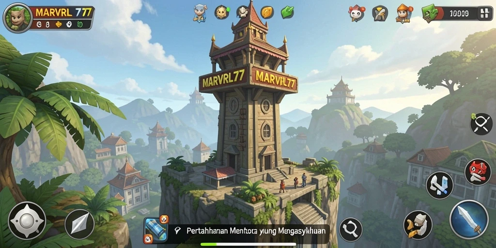 Tampilan gameplay MARVRL77 yang menarik dalam genre Tower Defense.