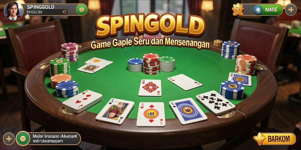 Screenshot SPINGOLD menampilkan gameplay Gaple dengan desain menarik.