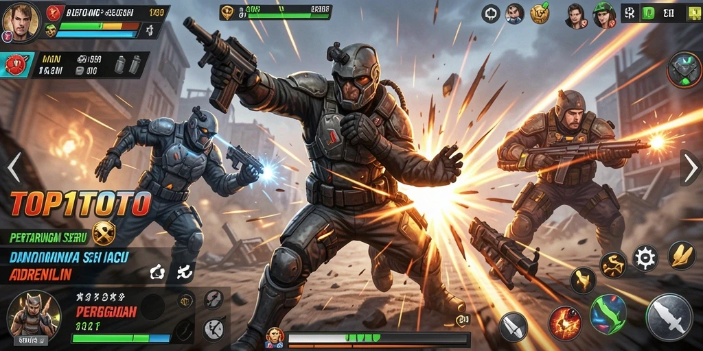 Gameplay action seru yang mendebarkan dan penuh tantangan.